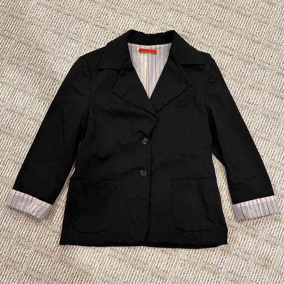Alice + Olivia Academia Blazer Medium Black Jacket Pockets Lined Button Career - Picture 1 of 12